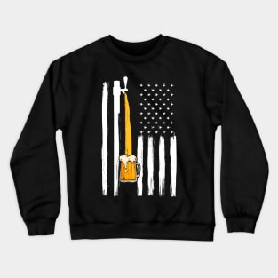 American Flag With Beer Vintage Design Crewneck Sweatshirt